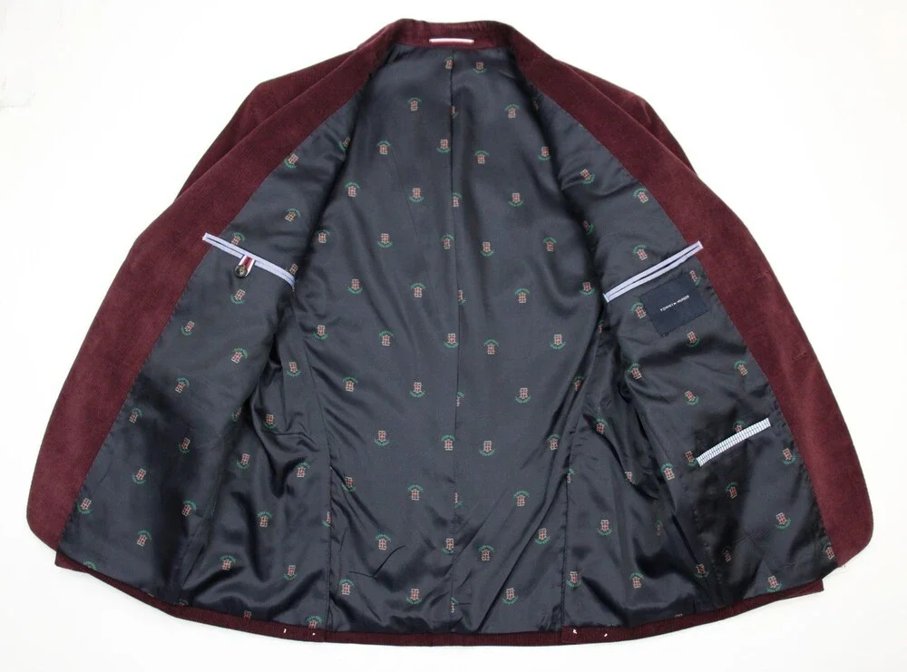Tommy Hilfiger Sport Coat 40 S Mens Modern Fit Burgundy Corduroy Blazer Jacket
